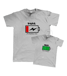 2 Poleras Manga Corta Bateria Regalo Ideal Papá Padre/hija O