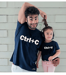 Poleras Manga Corta Regalo Ideal Papá Padre/hija Ctrl+C Y Ctrl+V