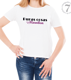 Polera Manga Corta con frase "Puras Cosas Maravillosas"