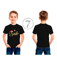 Polera de Navidad personalizada con nombre en dorado Niñas/Niños/Jovenes