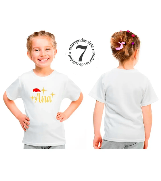 Polera de Navidad personalizada con nombre en dorado Niñas/Niños/Jovenes