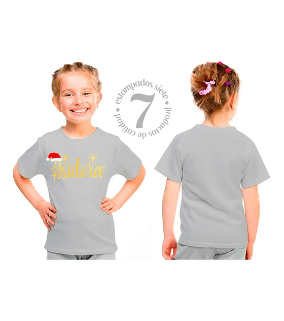 Polera de Navidad personalizada con nombre en dorado Niñas/Niños/Jovenes