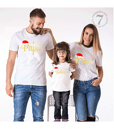 3 Poleras de Navidad personalizadas con nombre Papá/Mamá/Hij@ 