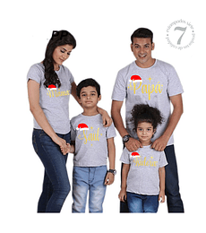 4 Poleras de Navidad personalizadas con nombre Papá/Mamá/Hij@ 