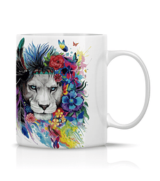 Taza/Tazon/Mug León Pintura y Flores 248