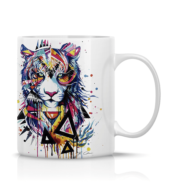 Taza/Tazon/Mug Tigre Tribal Colorido 293