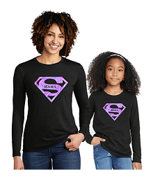 Poleras Manga Larga del dia de la madre/ mamá e hija Logo tornasol