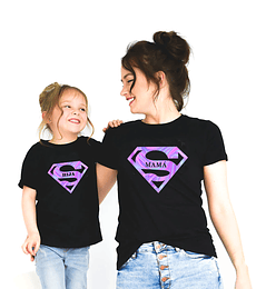 Par De Poleras Manga Corta del dia de la madre/ mamá e hija Logo tornasol