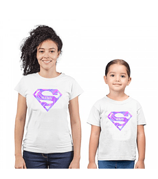 Par De Poleras Manga Corta del dia de la madre/ mamá e hija Logo tornasol