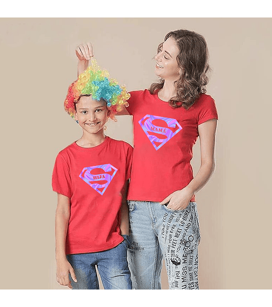 Par De Poleras Manga Corta del dia de la madre/ mamá e hija Logo tornasol