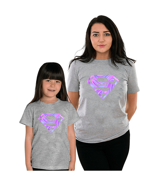 Par De Poleras Manga Corta del dia de la madre/ mamá e hija Logo tornasol