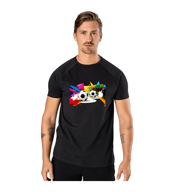 Polera Manga Corta Para Hombre Fútbol Imagen Colorida