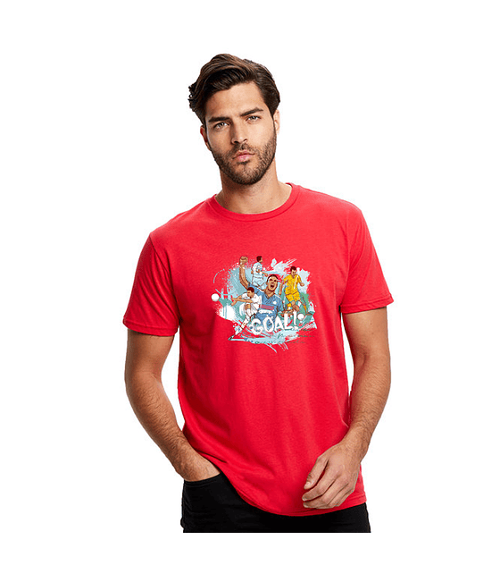 Polera Manga Corta Para Hombre Gol Futbol Colorido