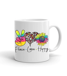 Taza/Tazon/Mug Peace Love Hippy