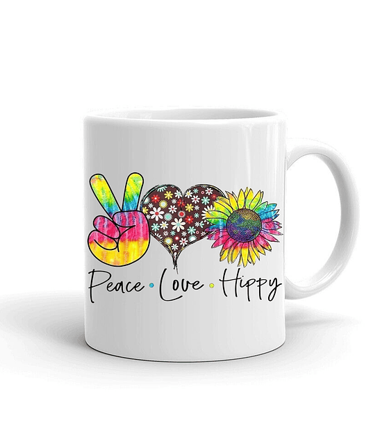 Taza/Tazon/Mug Peace Love Hippy