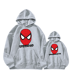 2 Polerones Canguros Padre/Hijo(a) SpiderDad, Spiderson y Spiderdaugther 