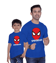 2 Poleras Manga Corta Padre/hijo(a) SpiderDad, SpiderDaughter y Spiderson 
