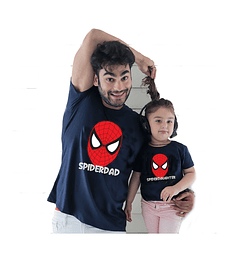 2 Poleras Manga Corta Padre/hijo(a) SpiderDad, SpiderDaughter y Spiderson 