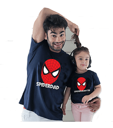 2 Poleras Manga Corta Padre/hijo(a) SpiderDad, SpiderDaughter y Spiderson 