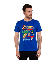 Polera Manga Corta Papá Valiente Como Mario ¡Día del padre! 