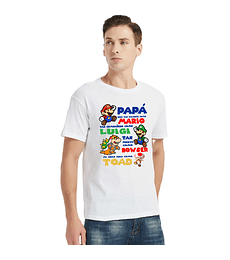 Polera Manga Corta Papá Valiente Como Mario ¡Día del padre! 