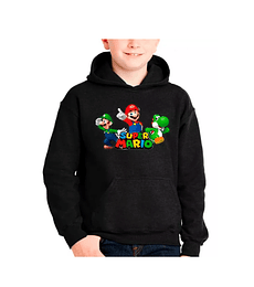 Poleron canguro niño negro Mario Bross oferta