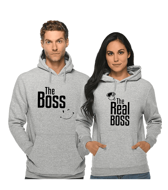 Par de polerones canguro pololos/novios/enamorados Boss- The Real Boss