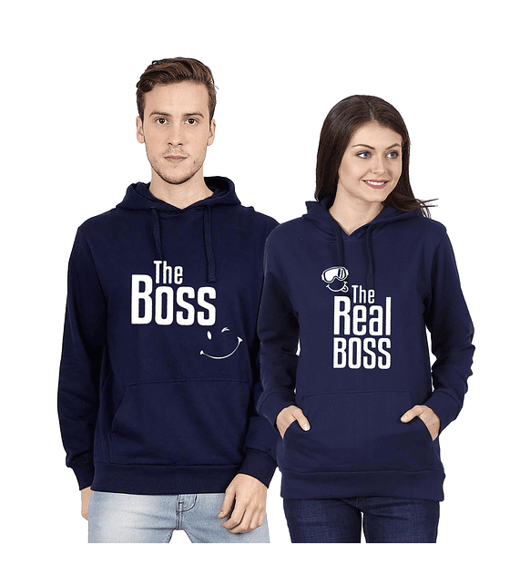 Par de polerones canguro pololos/novios/enamorados Boss- The Real Boss
