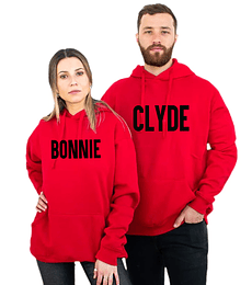 Par de polerones canguro pololos/novios/enamorados Clyde y Bonnie