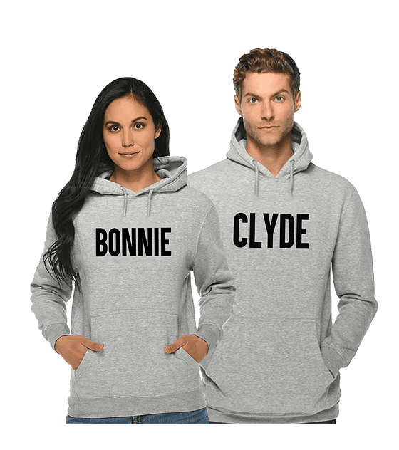 Par de polerones canguro pololos/novios/enamorados Clyde y Bonnie