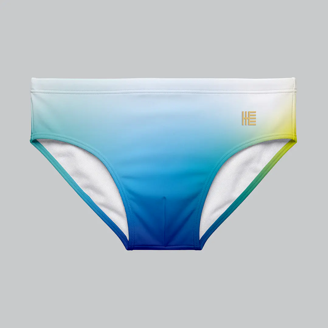 Bañador Brief Licra Estampado Degradado Blanco Azul 1