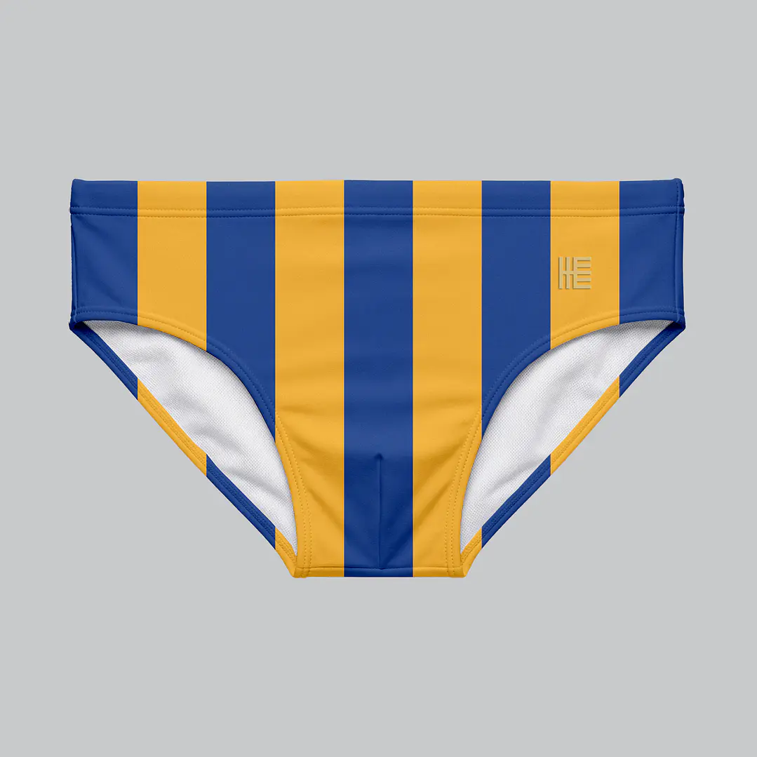 Bañador Brief Licra Estampado Costas Azul Amarillo 1
