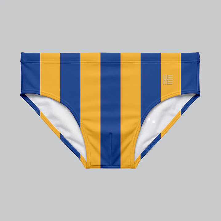 Bañador Brief Licra Estampado Costas Azul Amarillo 1