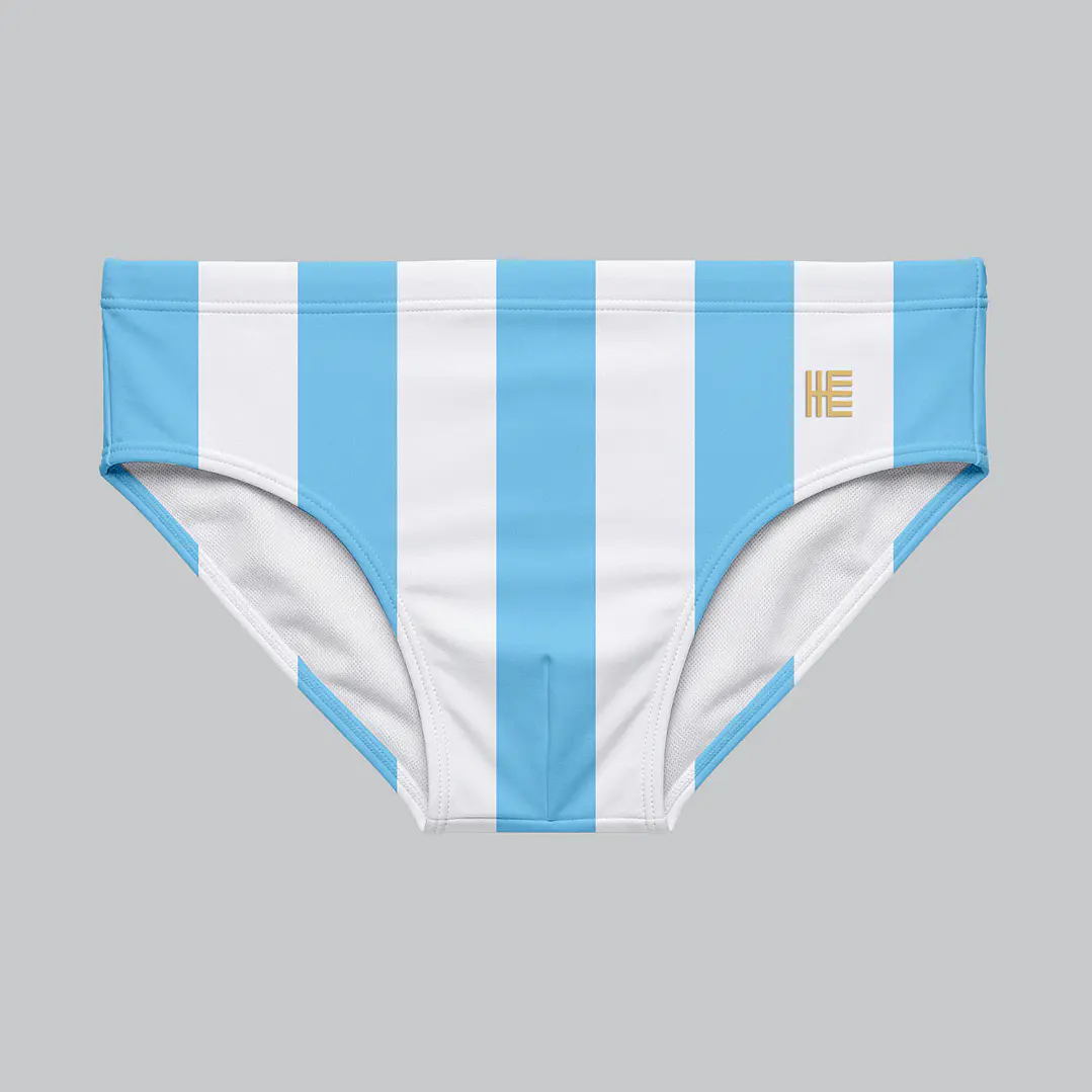 Bañador Brief Licra Estampado Costas Azul Blanco 1