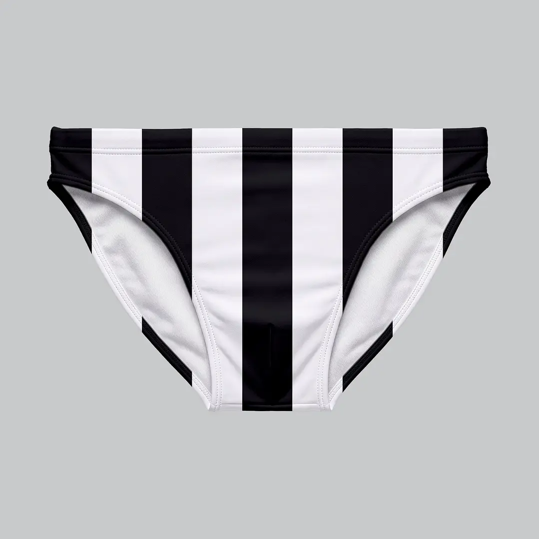 Bañador Slim Licra Referee Blanco Negro 1