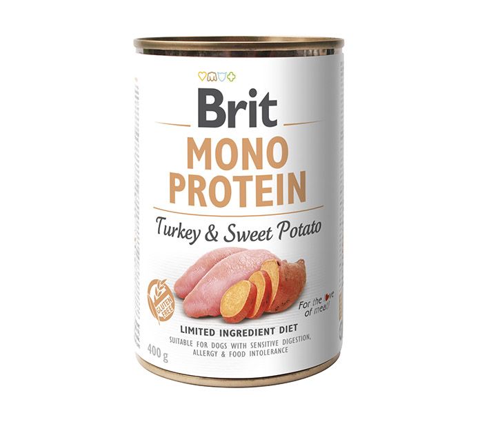 Brit Mono Protein lata monoproteica de pavo y bonitato 400g