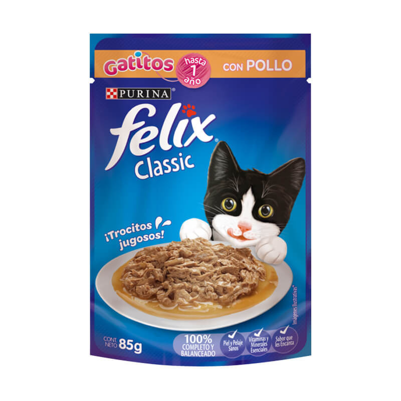 Felix clasic pouch gatito con pollo 85 gr