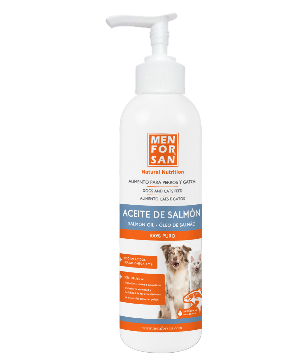 Mon Animal - Gosbi Salmon oil 250ml Aceite de Salmón para Perros y Gatos  ·Ayuda a mantener la piel saludable y el pelo brillante ·Rico en ácidos  grasos insaturados (Omega 3, EPA