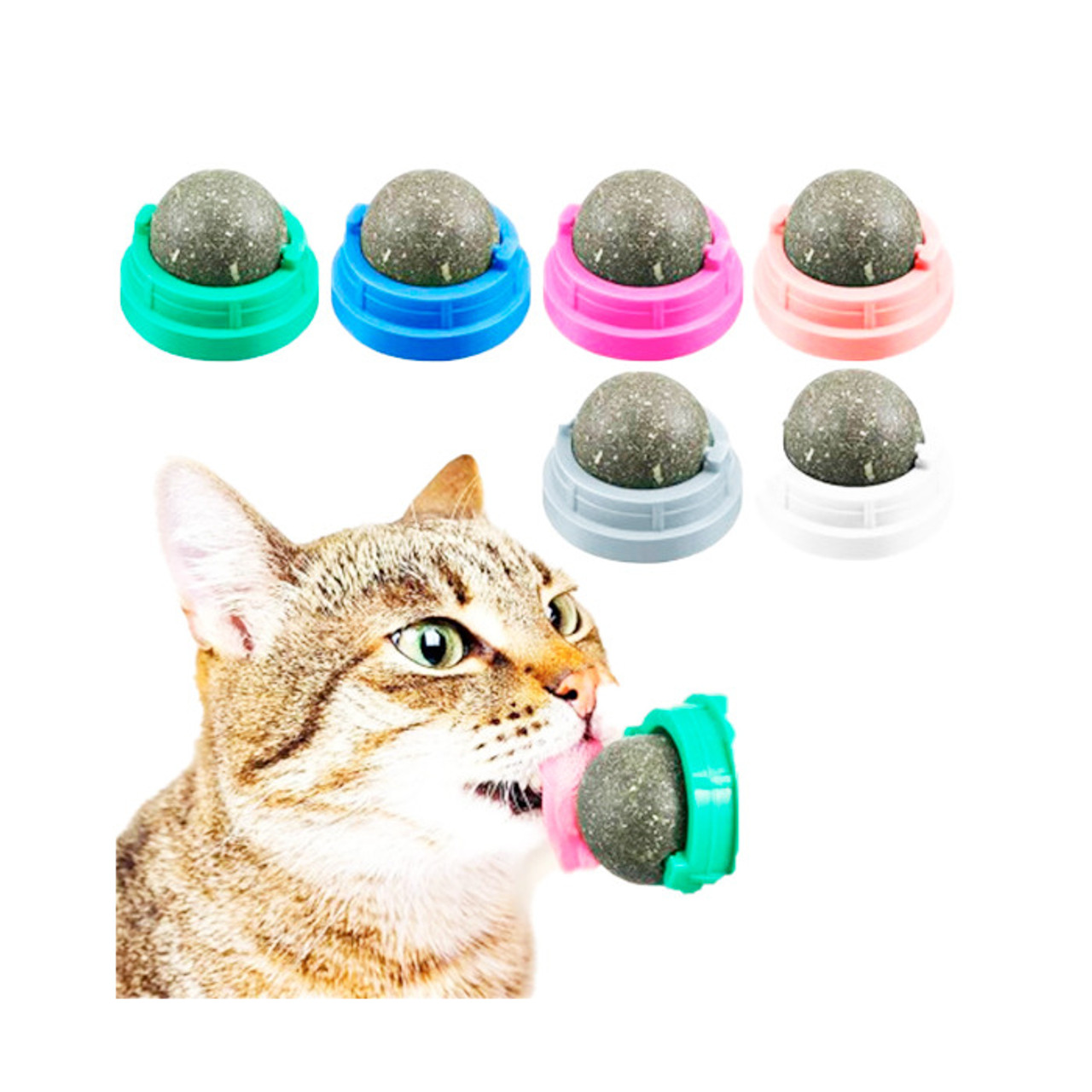 Bola de hierba gatera (catnip) giratoria con adhesivo