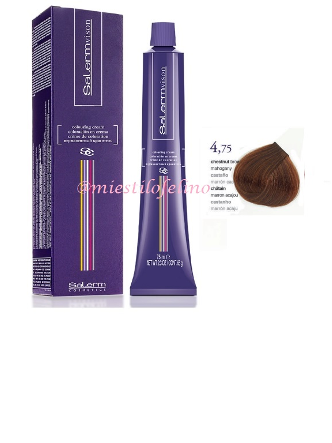 Salerm Vison Tintura 4,75 Castaño Marrón Caoba 75 ml 1