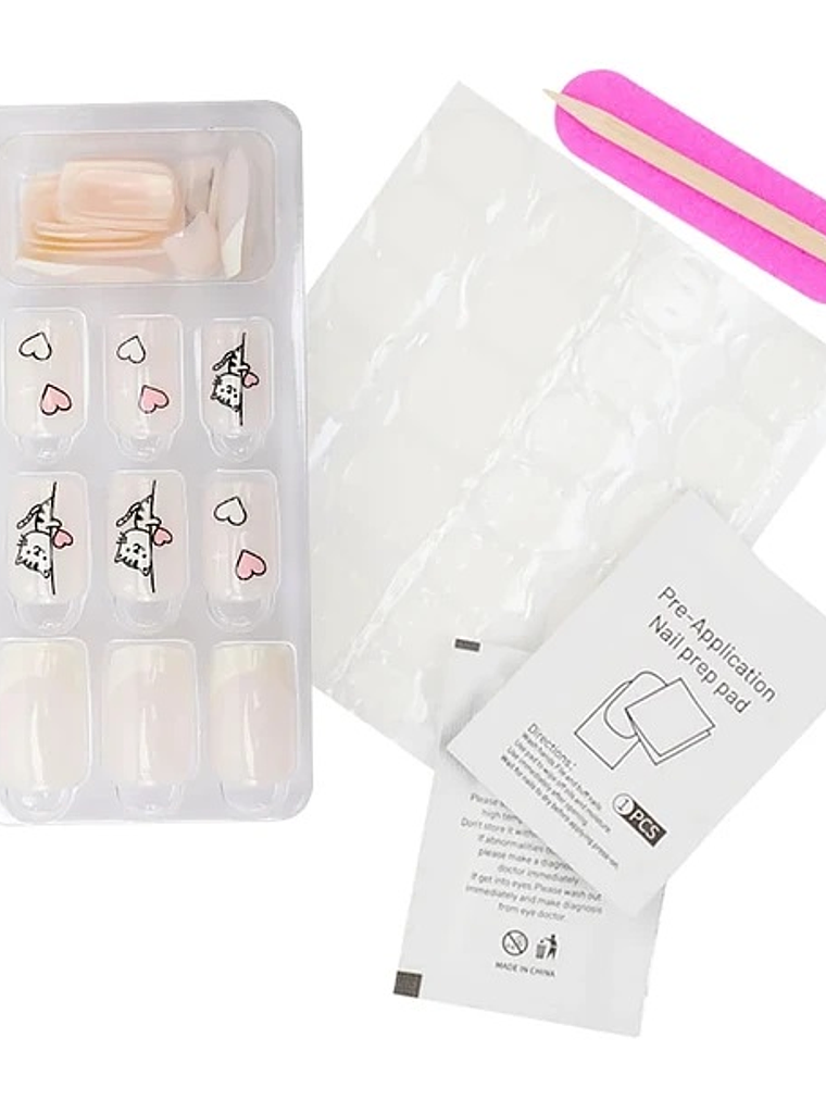 Uñas Press On Diseño Gatito 2