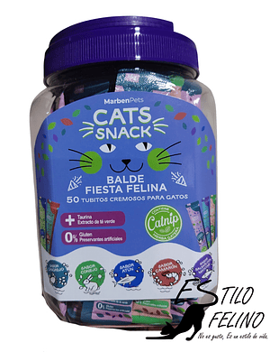 Cats Snack Balde Fiesta Felina 50 tubitos