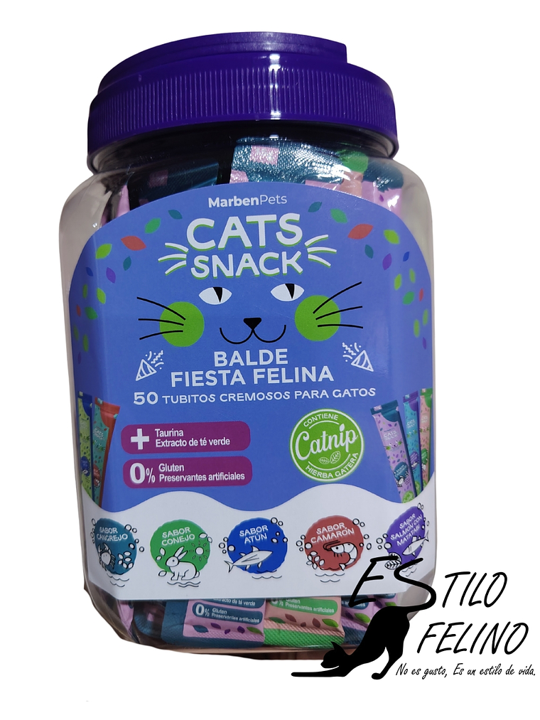 Cats Snack Balde Fiesta Felina 50 tubitos 1