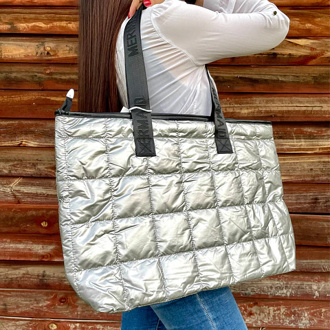 Bolso Tote Plateado