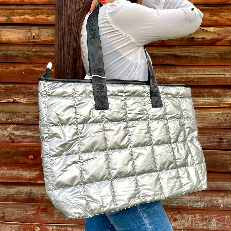 Bolso Tote Plateado