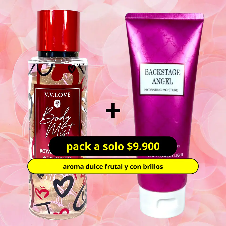 Pack dupe victoria secret Body Mist con brillos  1
