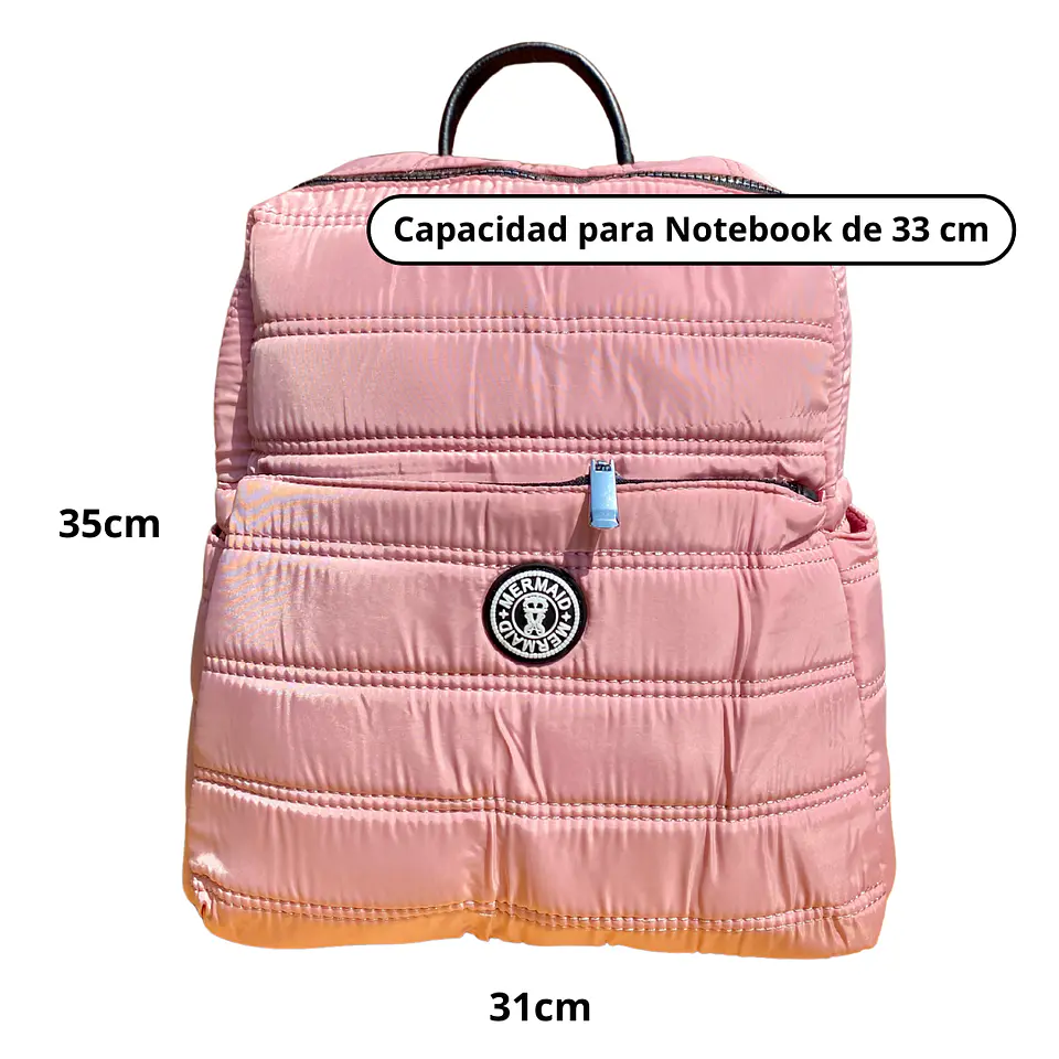 Mochila Puff palo rosa (capacidad Pc 14