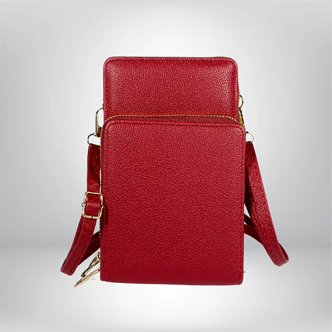 Bandolera porta celular Roja eco cuero 3