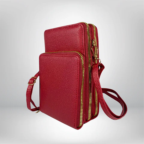 Bandolera porta celular Roja eco cuero 4