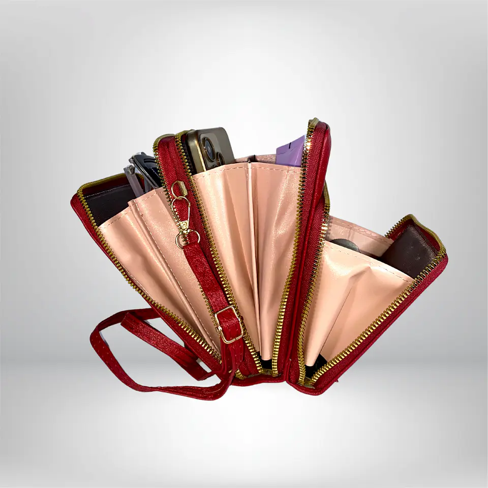 Bandolera porta celular Roja eco cuero 2